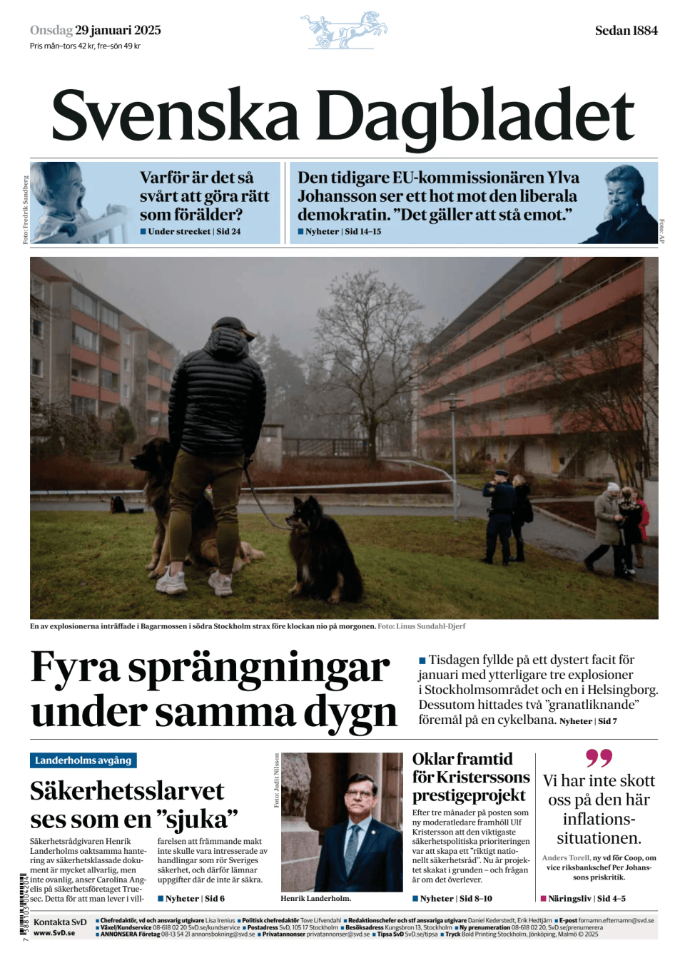 Prima-pagina-Svenska Dagbladet-edizione-di-oggi-20250129